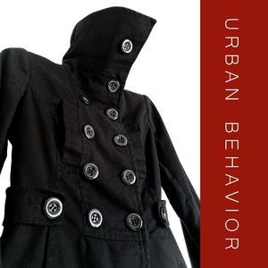 Urban Behavior black wool blend pea coat, jacket, sailor jacket, navy jacket